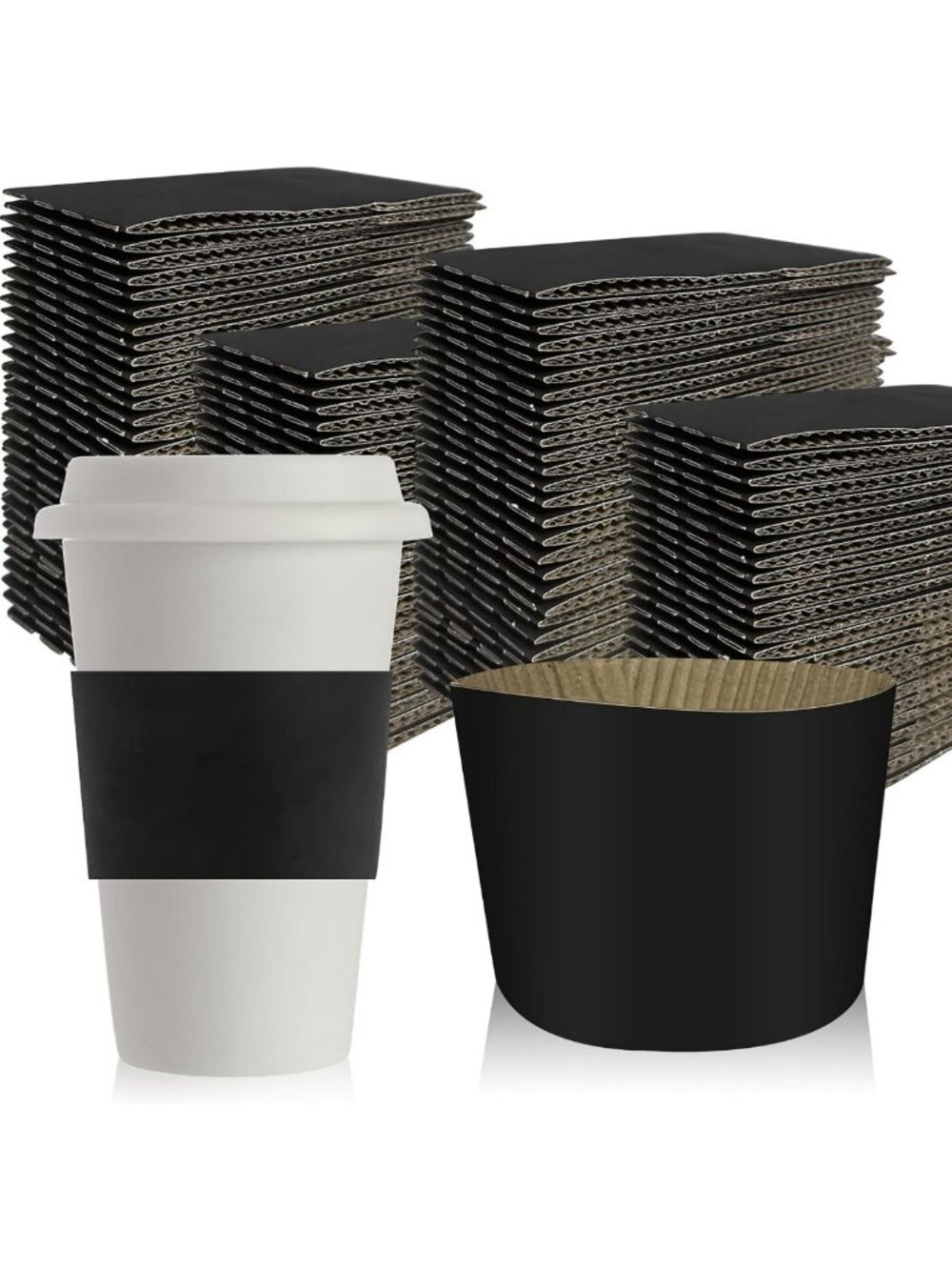 Insulated Disposable Coffee Cup Sleeves - Corrugated Kraft Holder for Hot